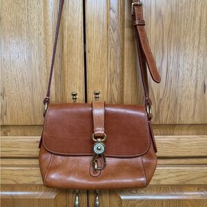 Dooney & Bourke Brown Leather Crossbody with Brass Hardware